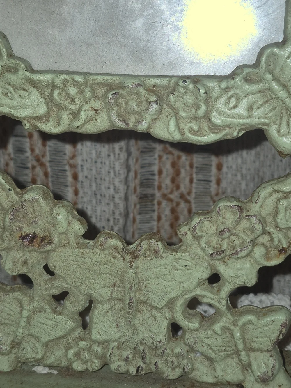Vintage Ornate Butterfly Cast Iron Frame - Green